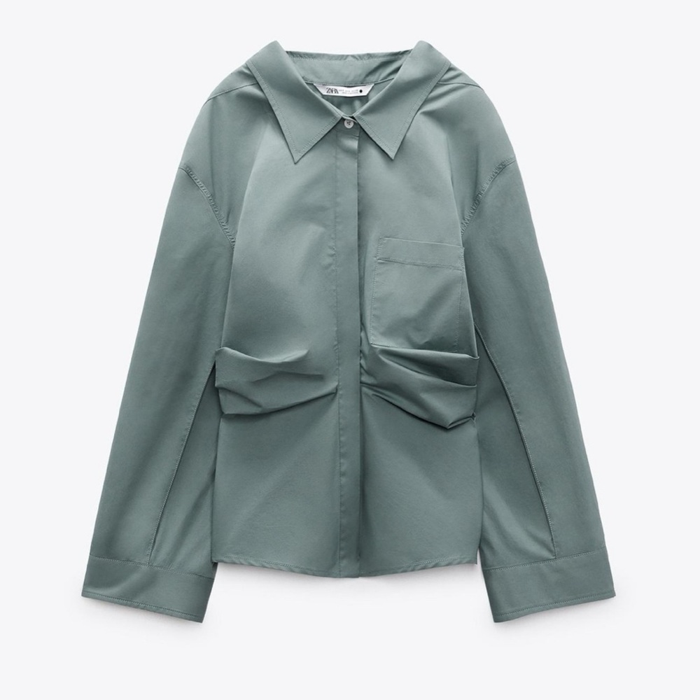 Zara seafoam poplin shirt